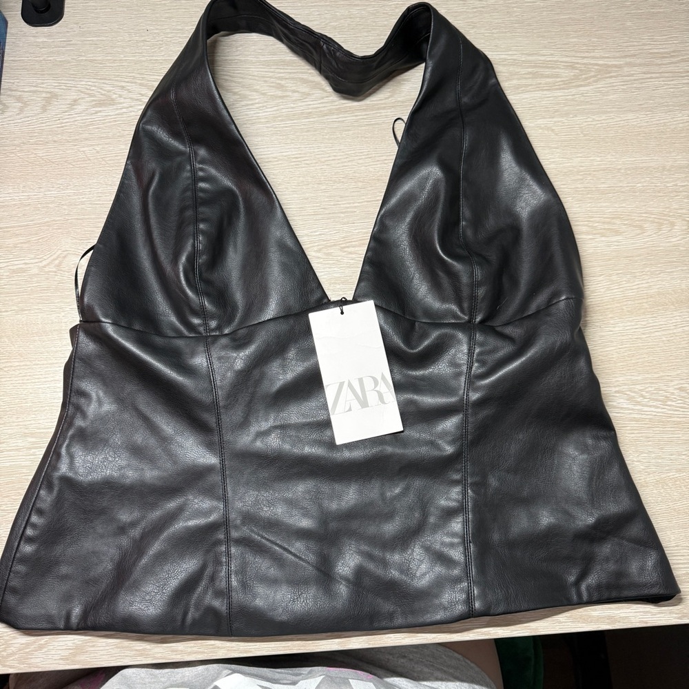 Zara Midnight Black Leather Outerwear